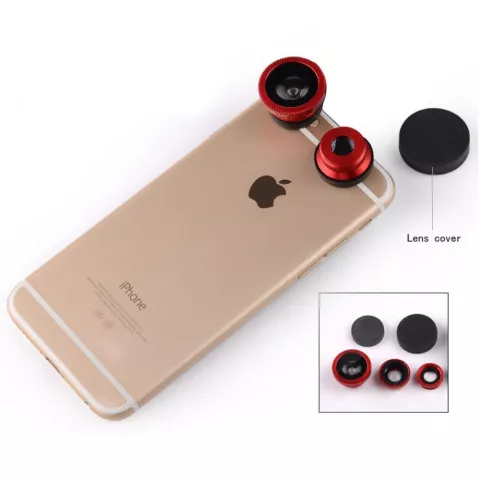 Objectif macro fisheye grand angle universel 3 en 1 - avec clip pour t&eacute;l&eacute;phone et smartphone