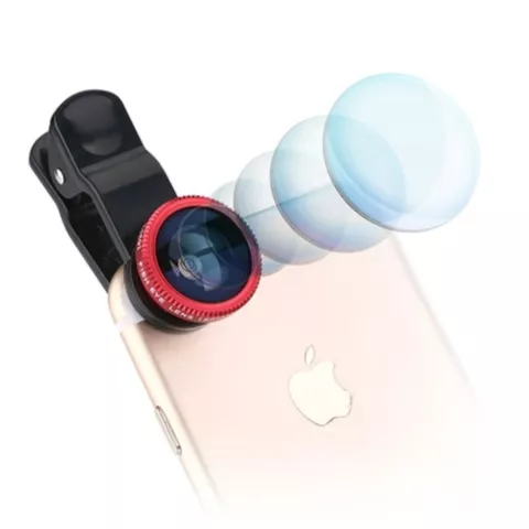 Objectif macro fisheye grand angle universel 3 en 1 - avec clip pour t&eacute;l&eacute;phone et smartphone