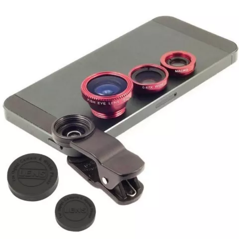Objectif macro fisheye grand angle universel 3 en 1 - avec clip pour t&eacute;l&eacute;phone et smartphone
