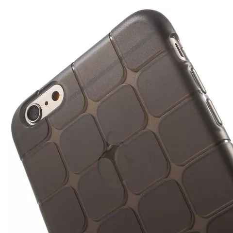 Coque en TPU &agrave; carreaux gris pour iPhone 6 6s avec protection suppl&eacute;mentaire