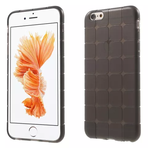 Coque en TPU &agrave; carreaux gris pour iPhone 6 6s avec protection suppl&eacute;mentaire