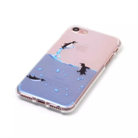 Coque transparente en TPU compatible avec iPhone 7, 8, SE 2020, SE 2022, motif pingouin