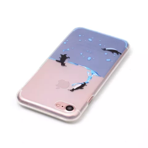 Coque transparente en TPU compatible avec iPhone 7, 8, SE 2020, SE 2022, motif pingouin