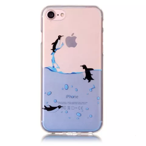 Coque transparente en TPU compatible avec iPhone 7, 8, SE 2020, SE 2022, motif pingouin