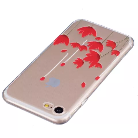 Coque TPU iPhone 7 8 SE 2020 SE 2022 Coque coquelicot empreinte fleurs rouges