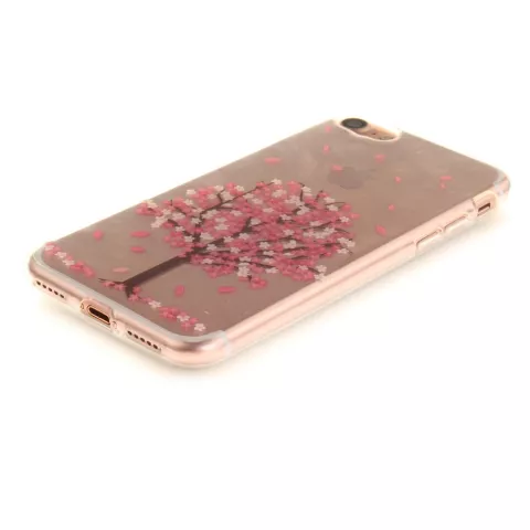Coque transparente en TPU compatible avec iPhone 7, 8, SE 2020, SE 2022, arbre &agrave; fleurs roses