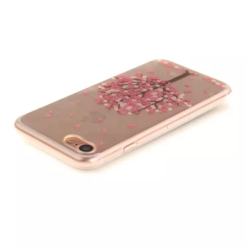 Coque transparente en TPU compatible avec iPhone 7, 8, SE 2020, SE 2022, arbre &agrave; fleurs roses