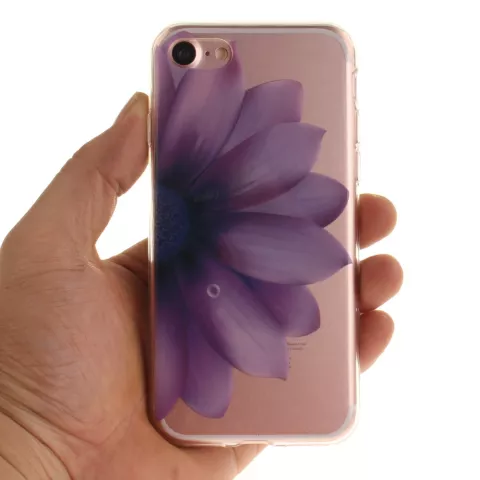 Coque TPU transparente pour iPhone 7 8 SE 2020 SE 2022 avec fleur violette