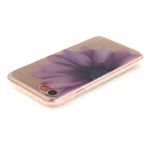 Coque transparente en TPU compatible avec iPhone 7 8 SE 2020 SE 2022 avec fleur violette