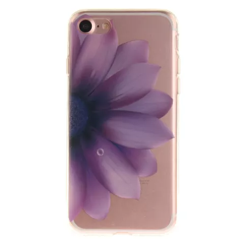 Coque transparente en TPU compatible avec iPhone 7 8 SE 2020 SE 2022 avec fleur violette