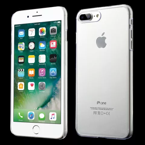 Coque rigide transparente compatible avec iPhone 7 Plus 8 Plus Coque transparente robuste