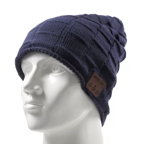 Bonnet de musique Bluetooth tricot&eacute; bonnet de musique bleu