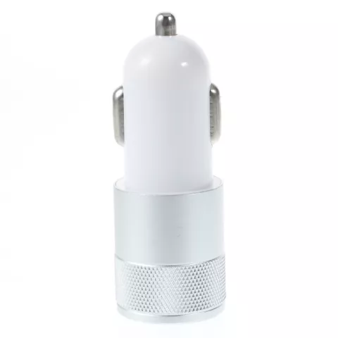 Universal Silver Car Charger - Dual USB 2.4 Amp&egrave;re - Chargeur voiture argent