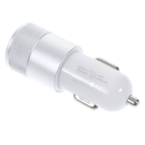 Universal Silver Car Charger - Dual USB 2.4 Amp&egrave;re - Chargeur voiture argent