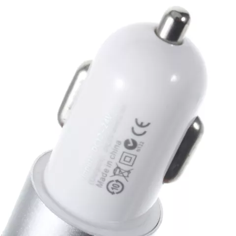 Chargeur de voiture universel argent - Double USB 2,4 amp&egrave;res - Chargeur de voiture argent