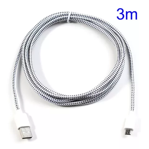 C&acirc;ble micro USB c&acirc;ble de chargement en nylon 3 m&egrave;tres