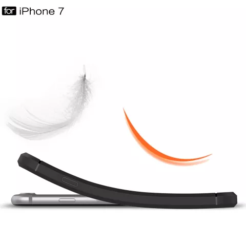 Armure en fibre de carbone noire la coque TPU compatible avec iPhone 7 8