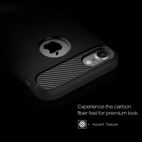 Armure en fibre de carbone noire la coque TPU compatible avec iPhone 7 8