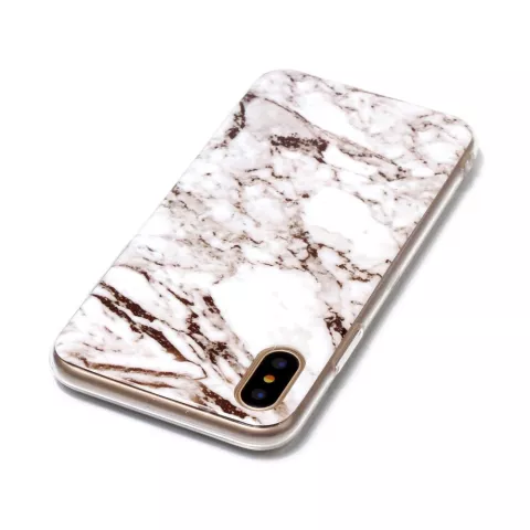 Coque en TPU en marbre compatible avec iPhone X XS Housse en marbre blanc