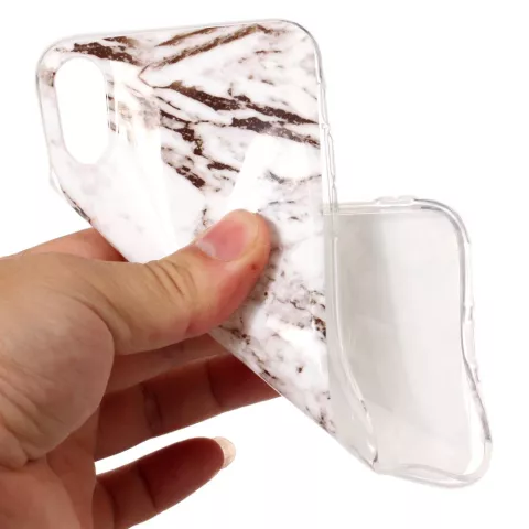 Coque en TPU en marbre compatible avec iPhone X XS Housse en marbre blanc