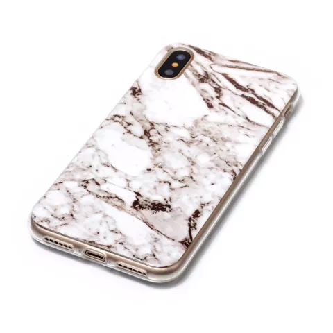 Coque en TPU en marbre compatible avec iPhone X XS Housse en marbre blanc