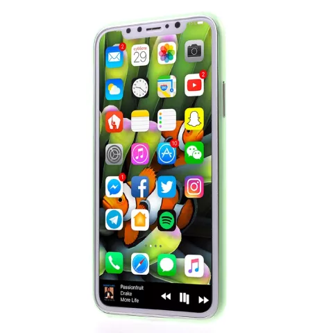 Coque verte compatible avec iPhone X XS, coque transparente en TPU