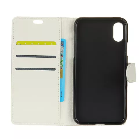 &Eacute;tui portefeuille compatible avec iPhone X XS, &eacute;tui portefeuille blanc, housse en cuir