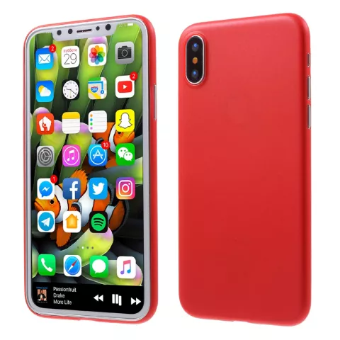 Coque rouge compatible avec iPhone X XS, coque en TPU transparente rouge