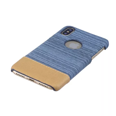 &Eacute;tui combin&eacute; marron en cuir bleu poussi&egrave;re compatible avec la coque rigide iPhone X XS