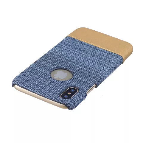 &Eacute;tui combin&eacute; marron en cuir bleu poussi&egrave;re compatible avec la coque rigide iPhone X XS
