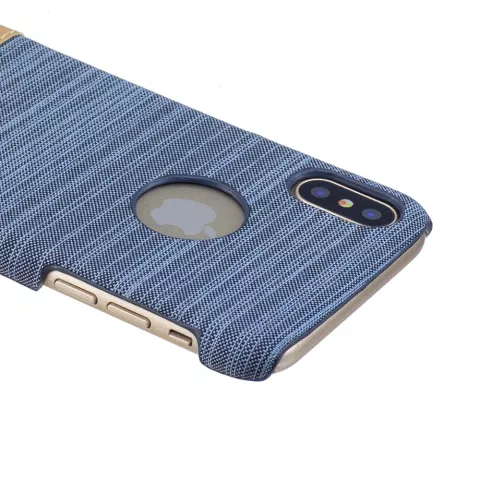 &Eacute;tui combin&eacute; marron en cuir bleu poussi&egrave;re compatible avec la coque rigide iPhone X XS