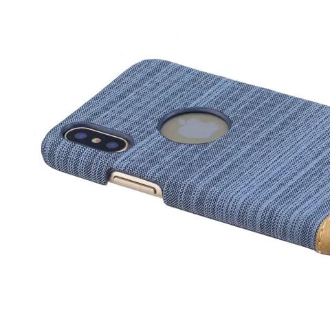 &Eacute;tui combin&eacute; marron en cuir bleu poussi&egrave;re compatible avec la coque rigide iPhone X XS
