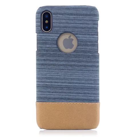 &Eacute;tui combin&eacute; marron en cuir bleu poussi&egrave;re compatible avec la coque rigide iPhone X XS