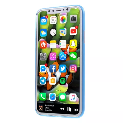 Coque bleue compatible avec iPhone X XS Coque transparente en TPU