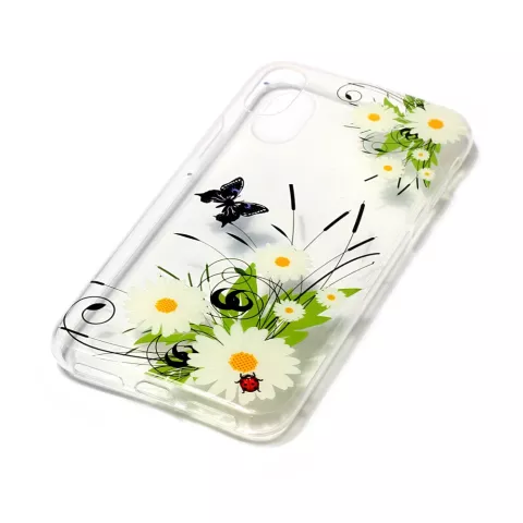 Coque en TPU avec fleurs de marguerite de printemps la coque compatible avec iPhone X XS