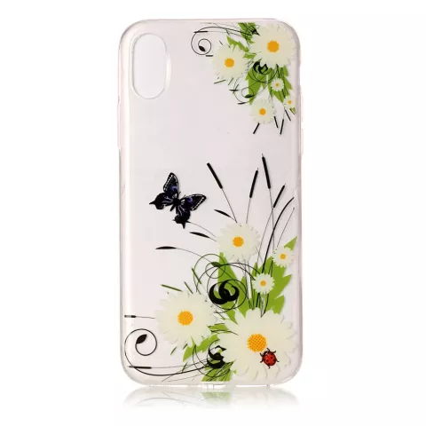 Coque en TPU avec fleurs de marguerite de printemps la coque compatible avec iPhone X XS