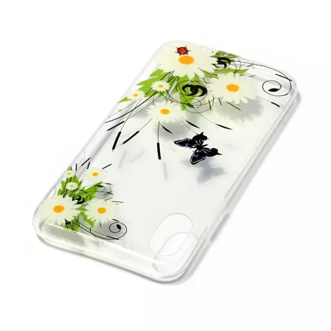 Coque en TPU avec fleurs de marguerite de printemps la coque compatible avec iPhone X XS