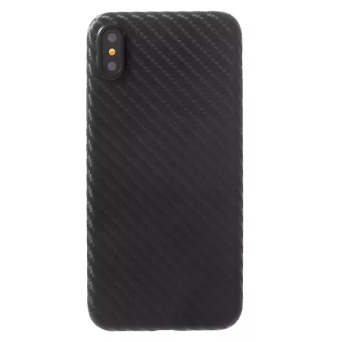 Carbone noir la coque compatible avec iPhone X XS