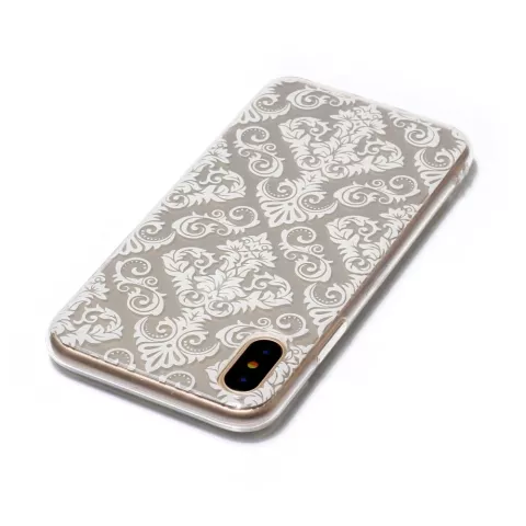 Lignes blanches gracieuses transparentes coque compatible avec iPhone X XS