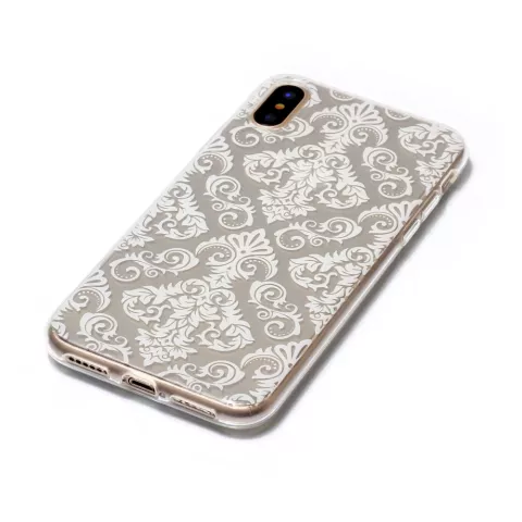 Lignes blanches gracieuses transparentes coque compatible avec iPhone X XS