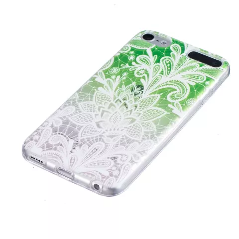 Tissu en dentelle blanche orn&eacute;e transparente, &eacute;tui en silicone TPU compatible avec iPod Touch 5 6 7