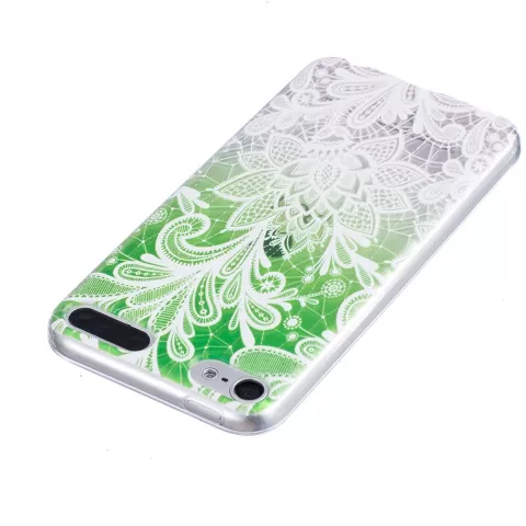 Tissu en dentelle blanche orn&eacute;e transparente, &eacute;tui en silicone TPU compatible avec iPod Touch 5 6 7