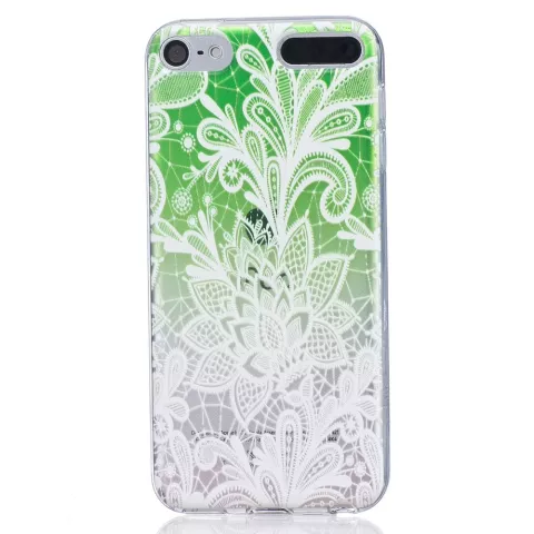 &Eacute;tui en silicone transparent orn&eacute; de tissu blanc pour iPod Touch 5 6 7 TPU