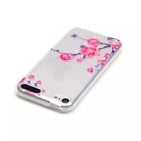 Etui &agrave; fleurs transparent iPod Touch 5 6 7 branches branches violet rose