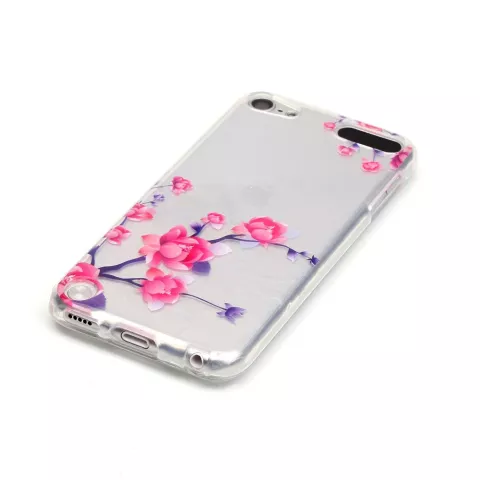 &Eacute;tui floral transparent compatible avec iPod Touch 5 6 7, &eacute;tui branches violet rose