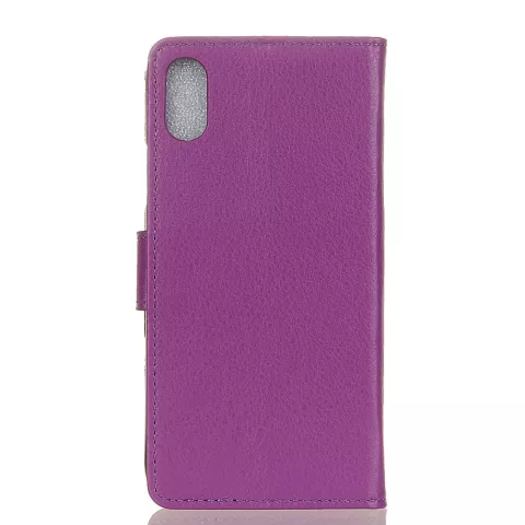 Etui portefeuille violet iPhone X XS en cuir - Biblioth&egrave;que