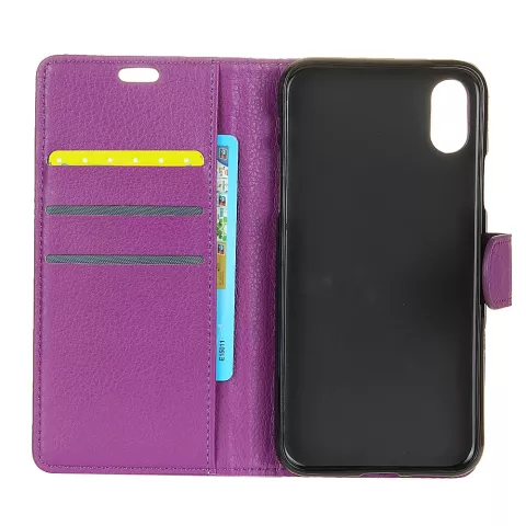 Portefeuille violet compatible avec &eacute;tui portefeuille en cuir compatible avec iPhone X XS - Biblioth&egrave;que