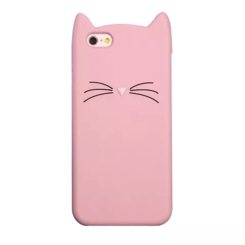 Moustaches de chat mignonnes compatible avec iPhone 6 6s, &eacute;tui de protection avec oreilles de chaton - Rose