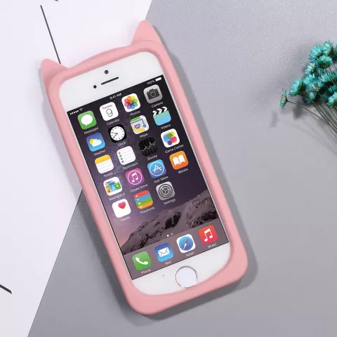 Moustaches de Chat Mignon adapt&eacute;es compatible avec iPhone 5 5s SE 2016 Coque Chaton - Rose