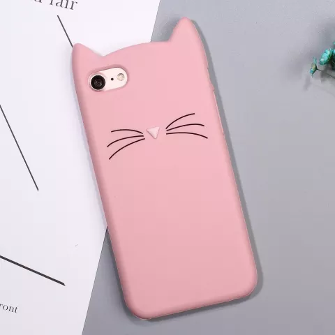 Moustaches de Chat Mignonnes compatible avec iPhone 7 8 SE 2020 SE 2022 Coque Chaton - Rose